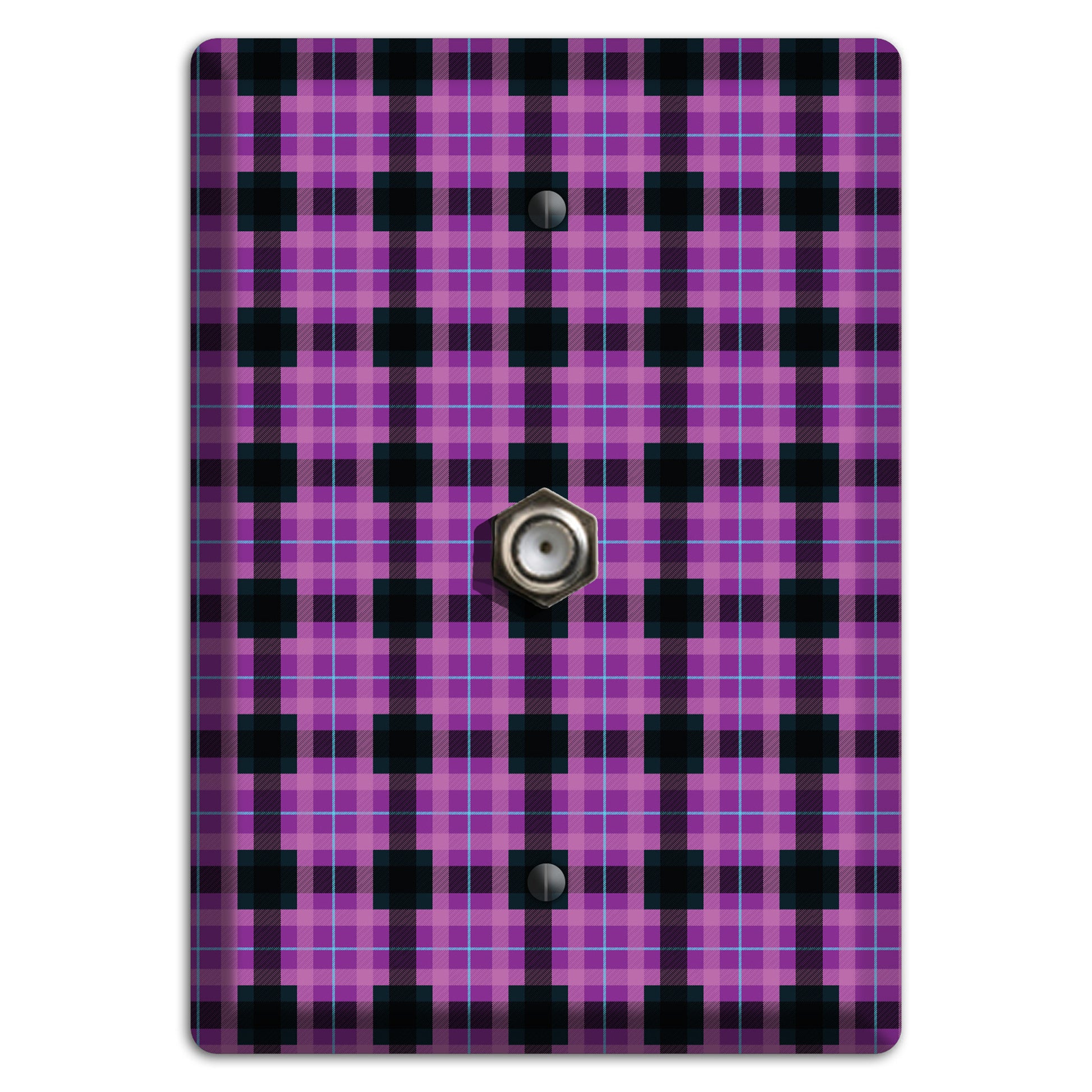 Purple and Black Plaid Cable Wallplate