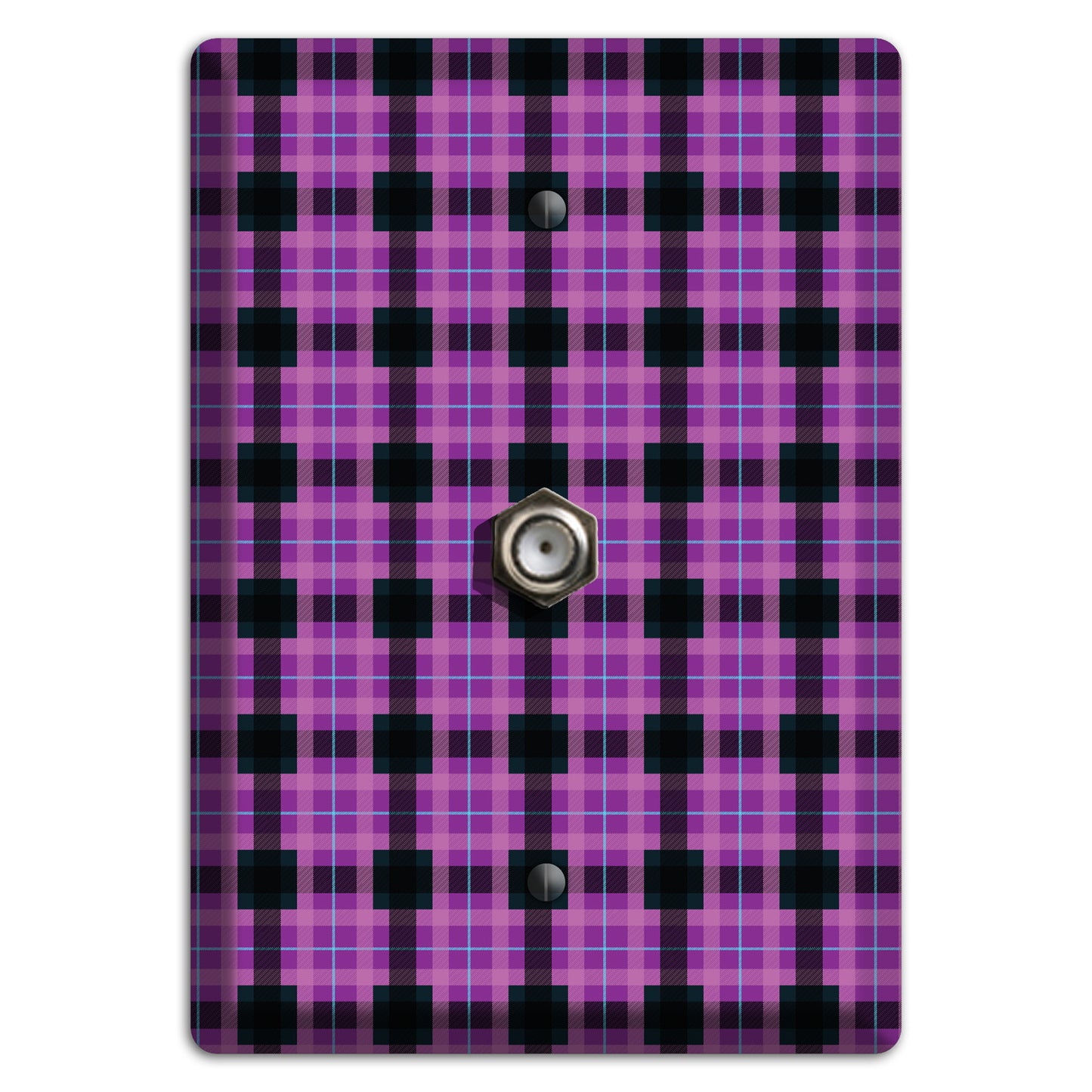 Purple and Black Plaid Cable Wallplate