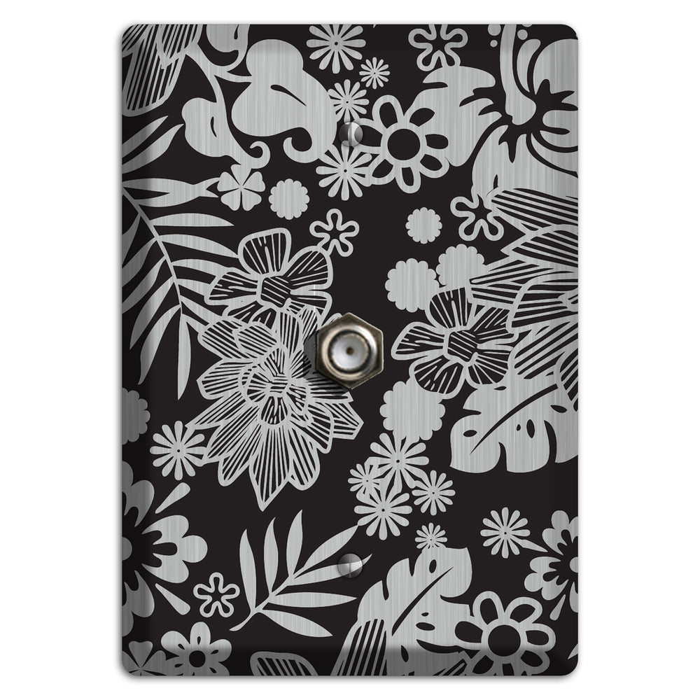 Black with Stainless Steel Tropical Cable Wallplate