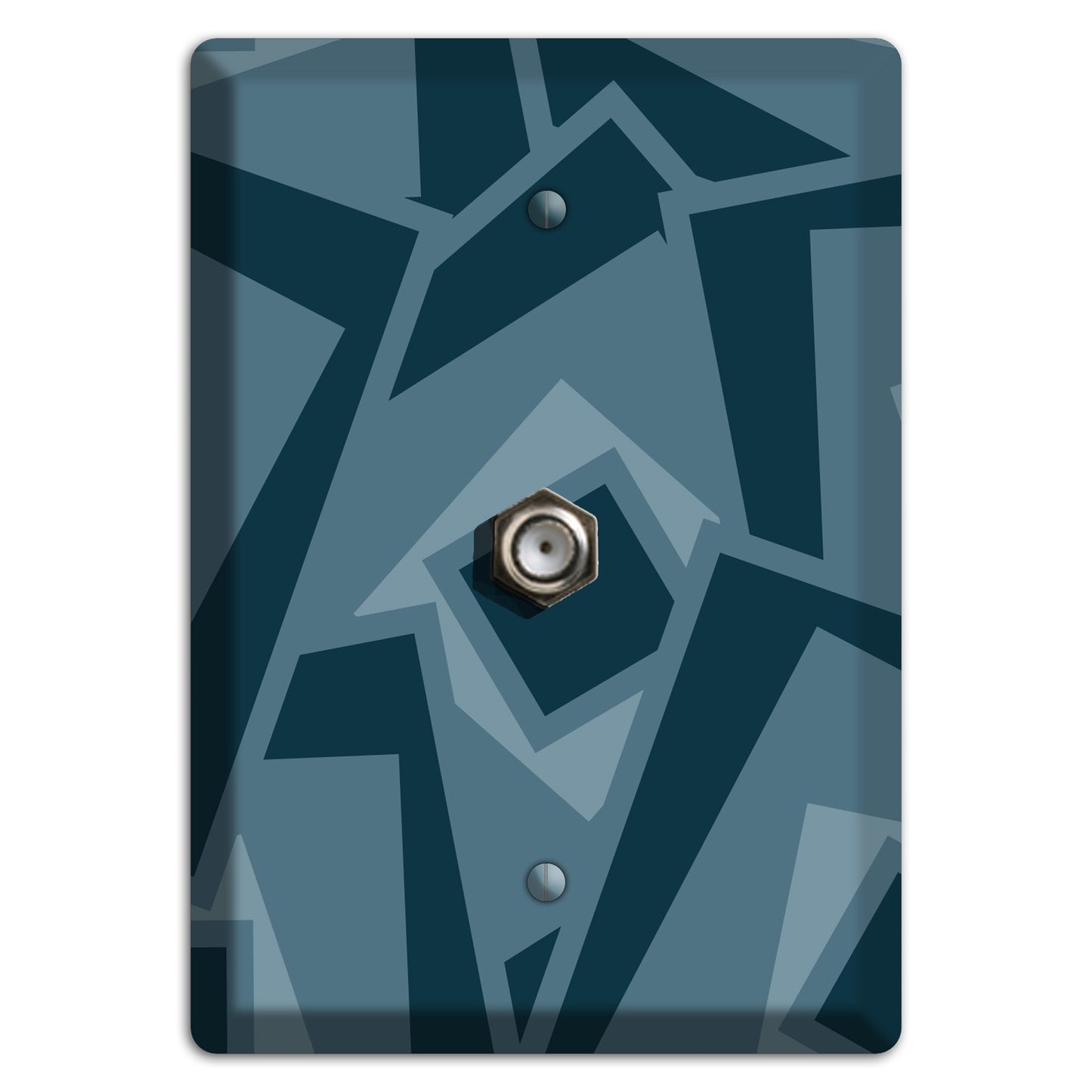 Blue-grey Retro Cubist Cable Wallplate