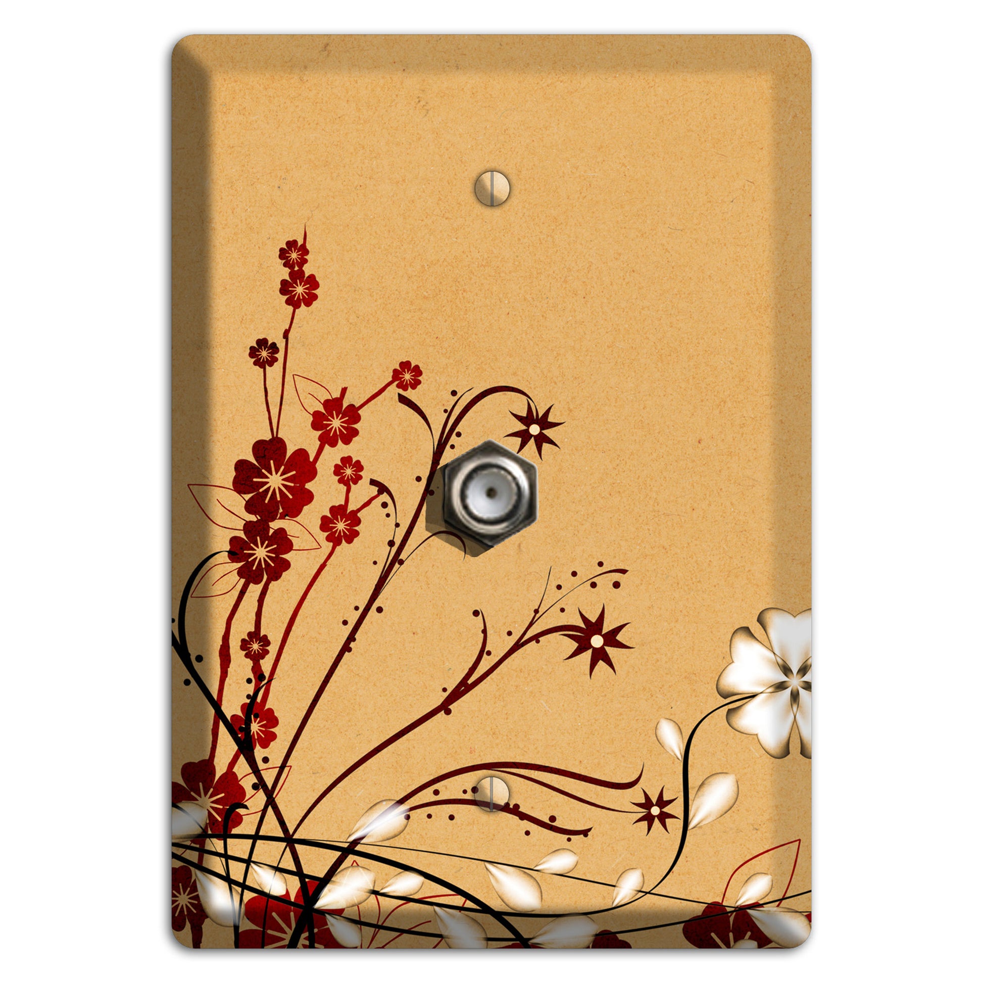 Delicate Red Flowers Cable Wallplate