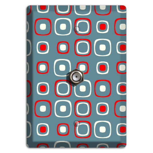 Blue and Red Rounded Squares Cable Wallplate