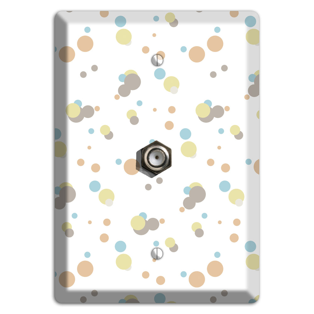 White with Soft Sage Blue and Umber Small Dots Cable Wallplate
