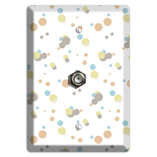 White with Soft Sage Blue and Umber Small Dots Cable Wallplate