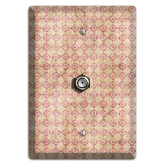 Red and Beige Diamond Circles Cable Wallplate