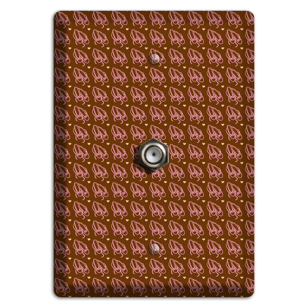 Brown with Pink Ballet Slippers Cable Wallplate