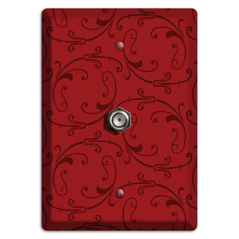 Red Victorian Sprig Cable Wallplate