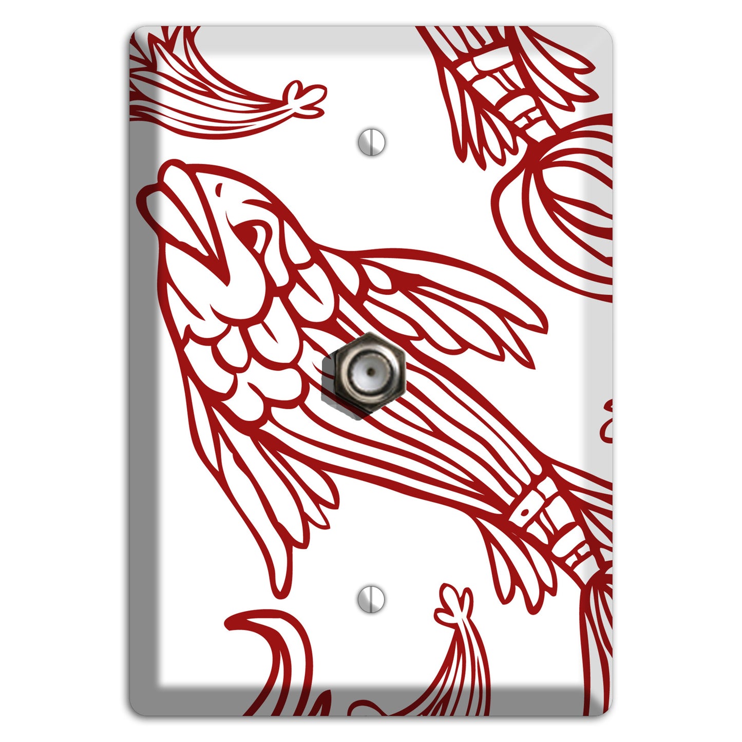 Red and White Koi Cable Wallplate