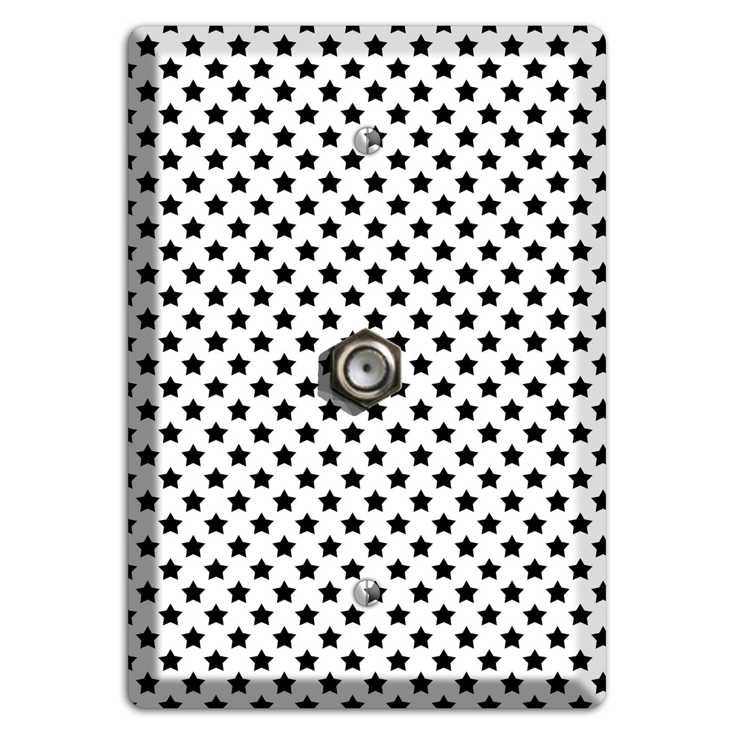 White with Black Stars Cable Wallplate
