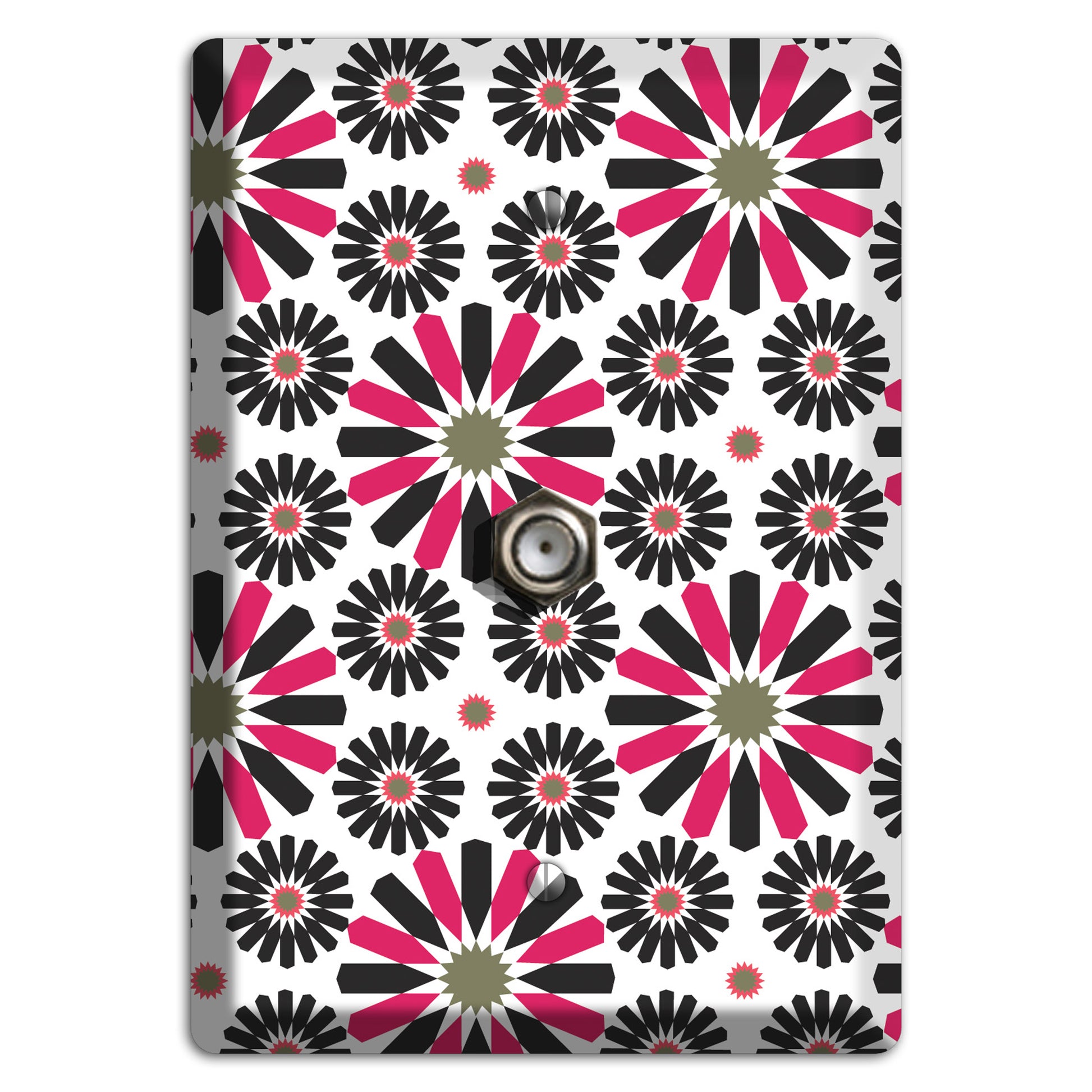 Red and Brown Scandinavian Floral Cable Wallplate