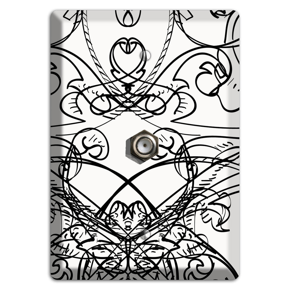 White Deco Sketch Cable Wallplate