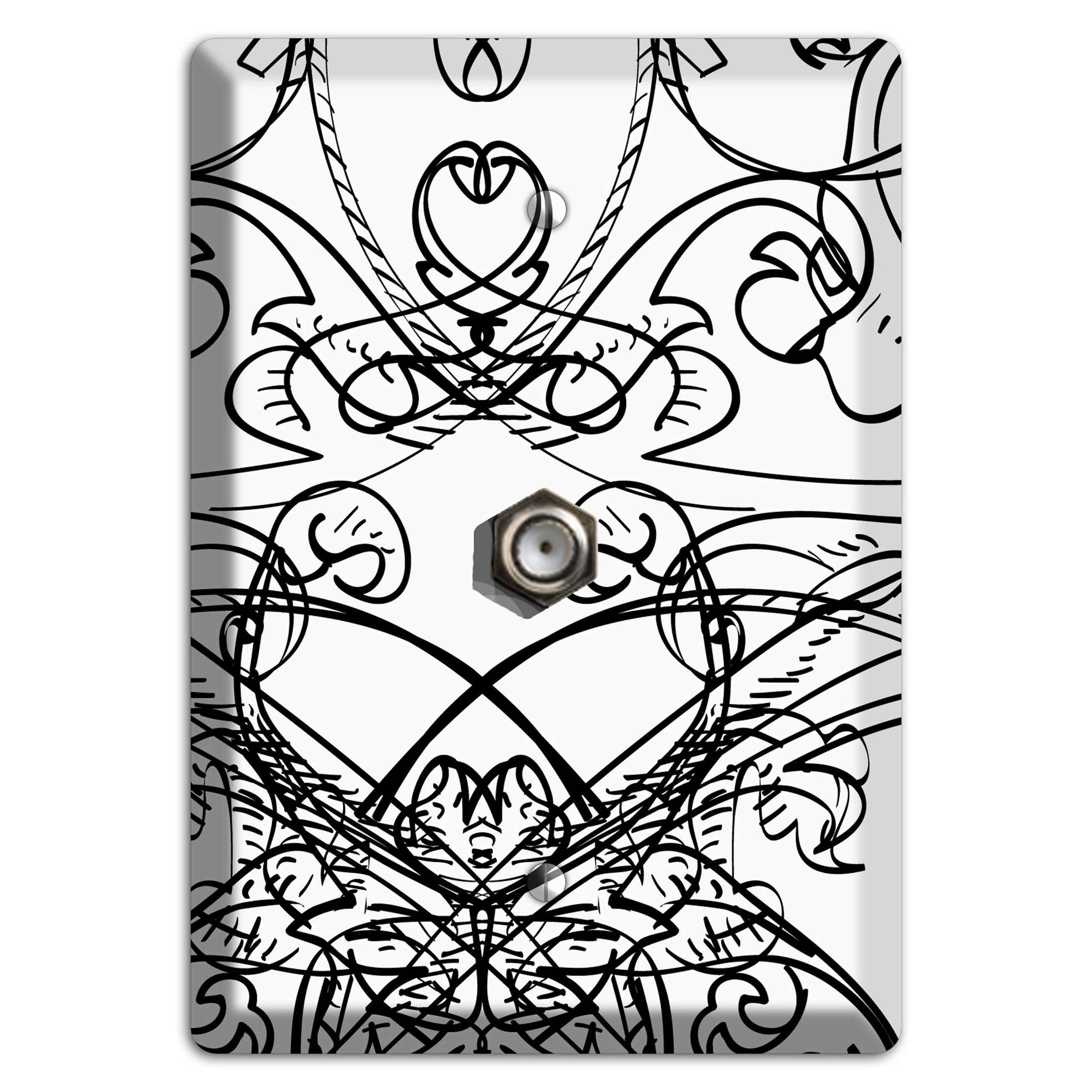 White Deco Sketch Cable Wallplate
