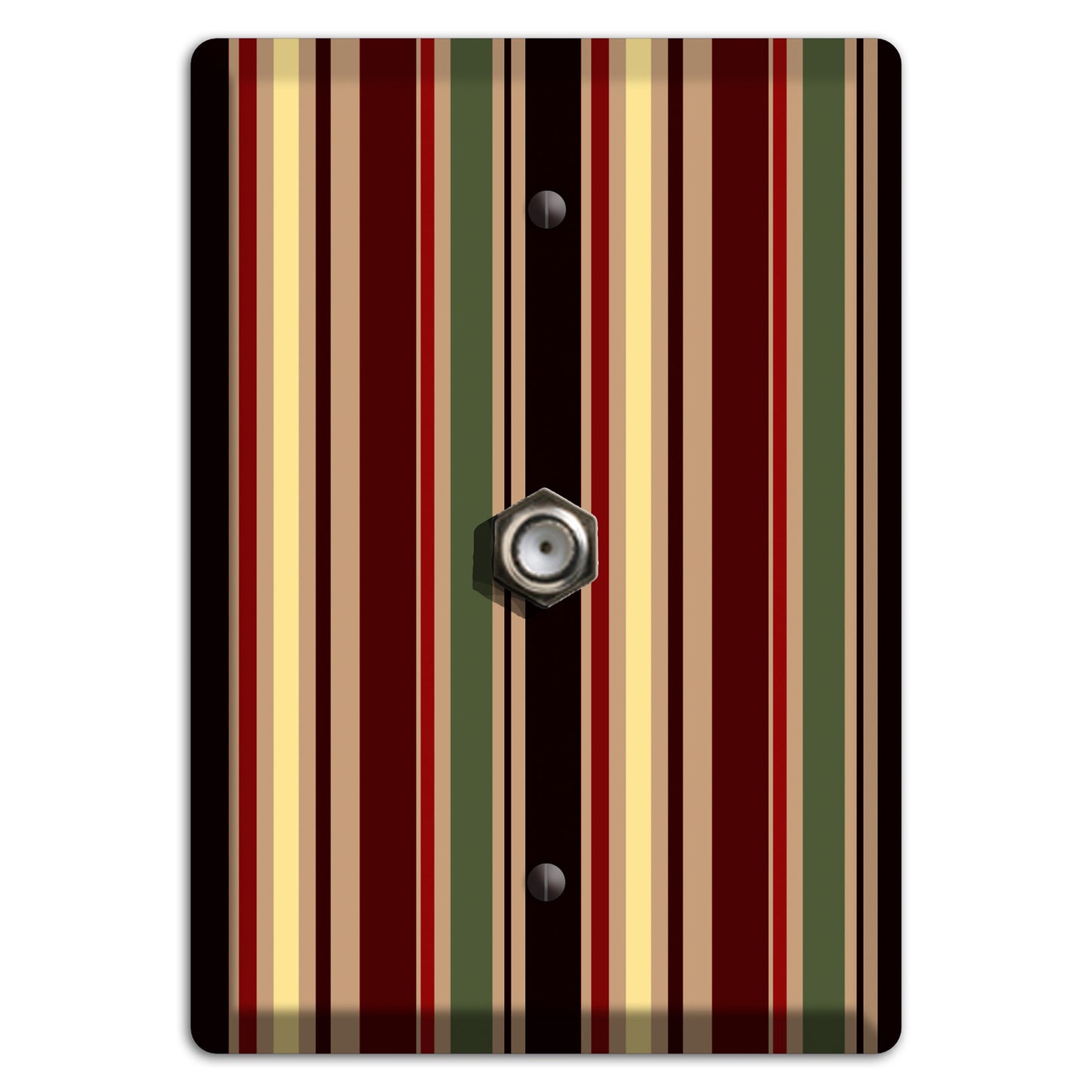 Multi olive and Burgundy Vertical Stripes Cable Wallplate