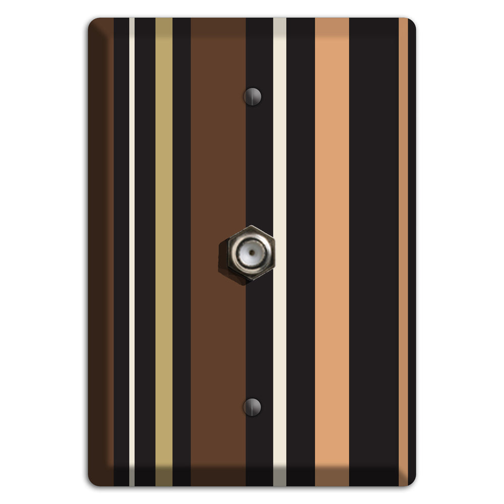 Multi Brown and Coral Vertical Stripe Cable Wallplate