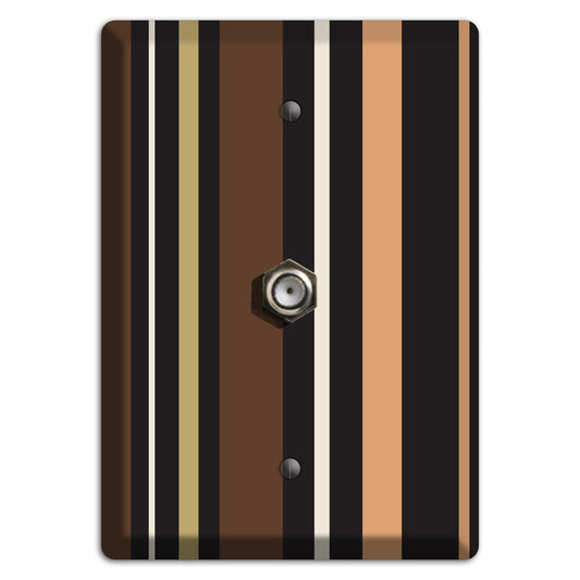 Multi Brown and Coral Vertical Stripe Cable Wallplate