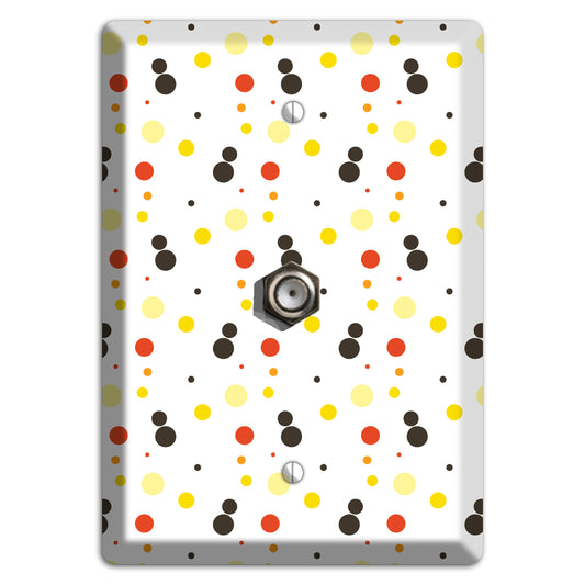 White With Black Maroon Olive Tiny Dots Cable Wallplate