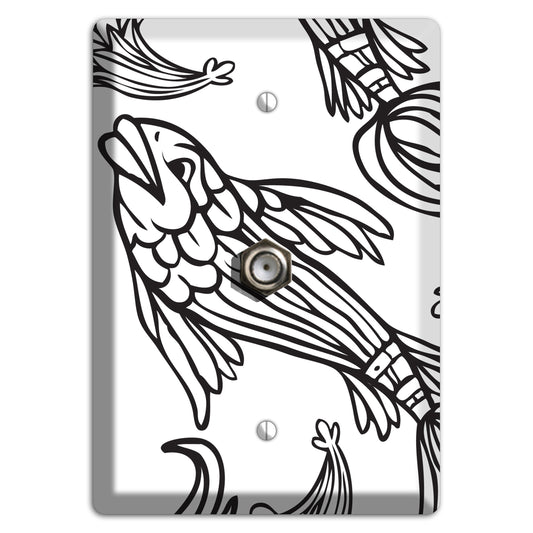 White and Black Koi Cable Wallplate