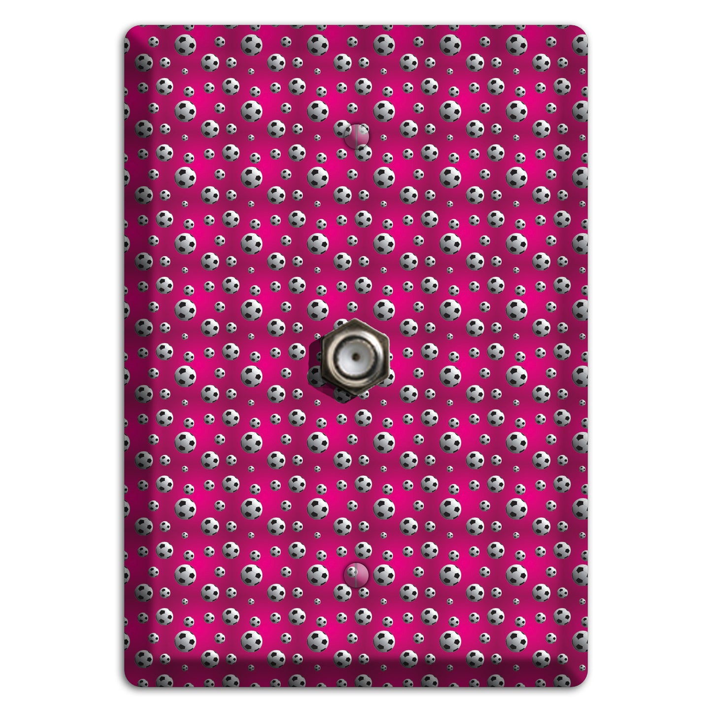 Fuschia with Soccer Balls Cable Wallplate