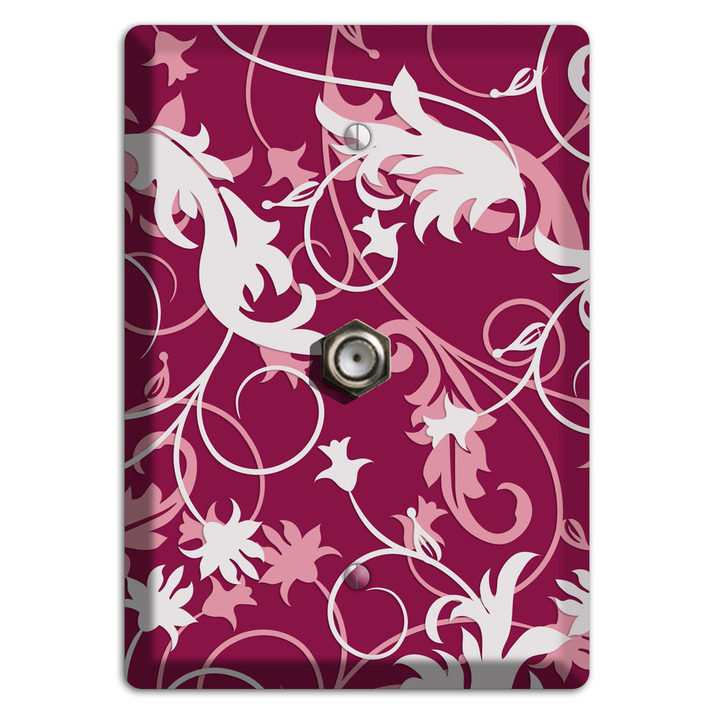 Fuschia and Pink Victorian Sprig Cable Wallplate