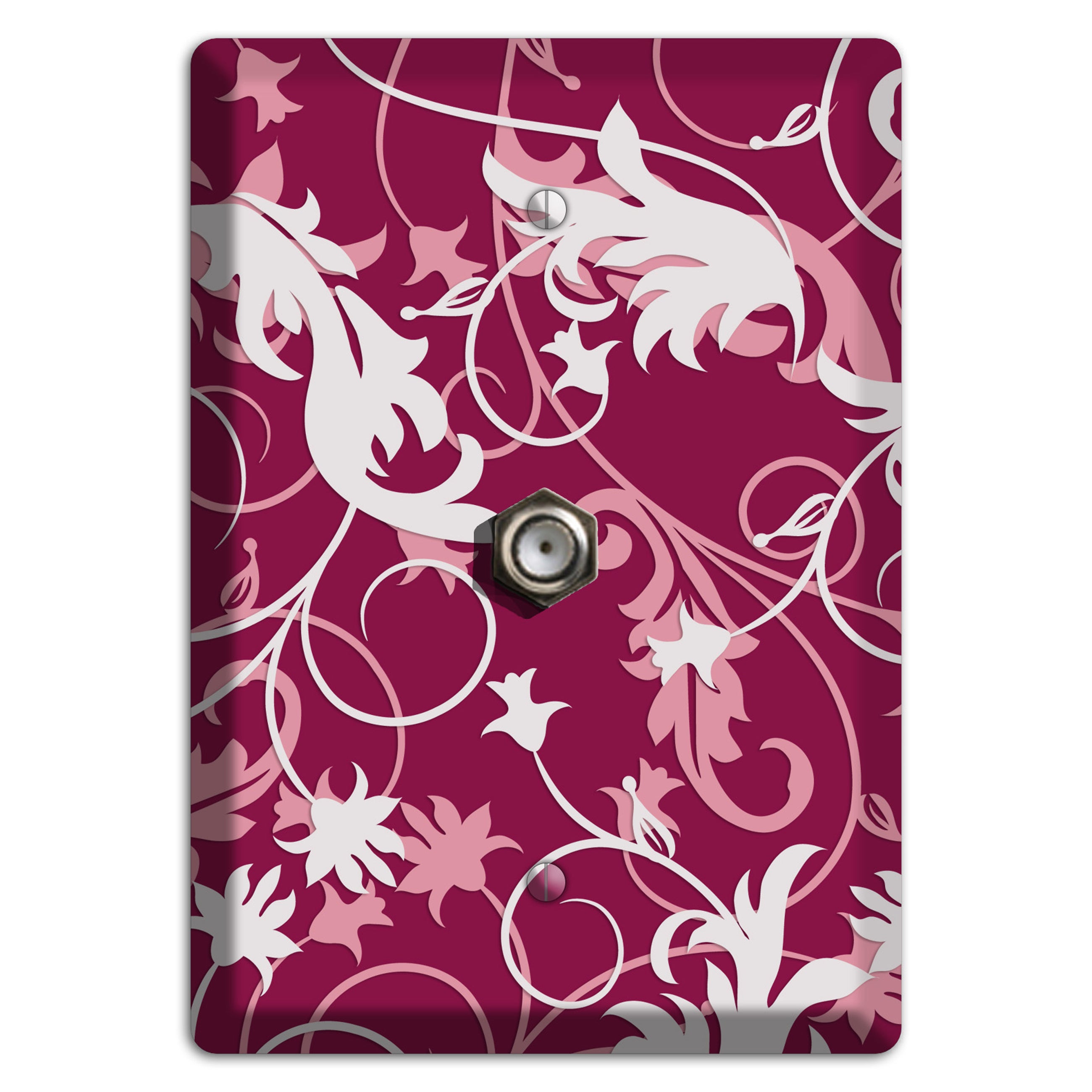Fuschia and Pink Victorian Sprig Cable Wallplate