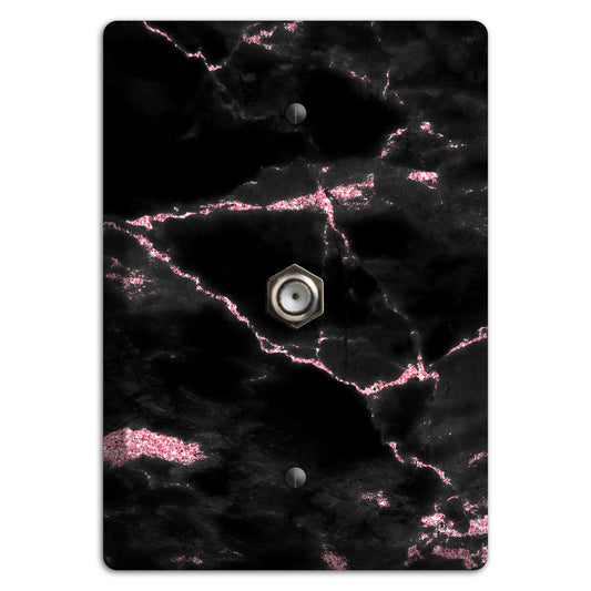 Petite Orchid and Black Marble Cable Wallplate
