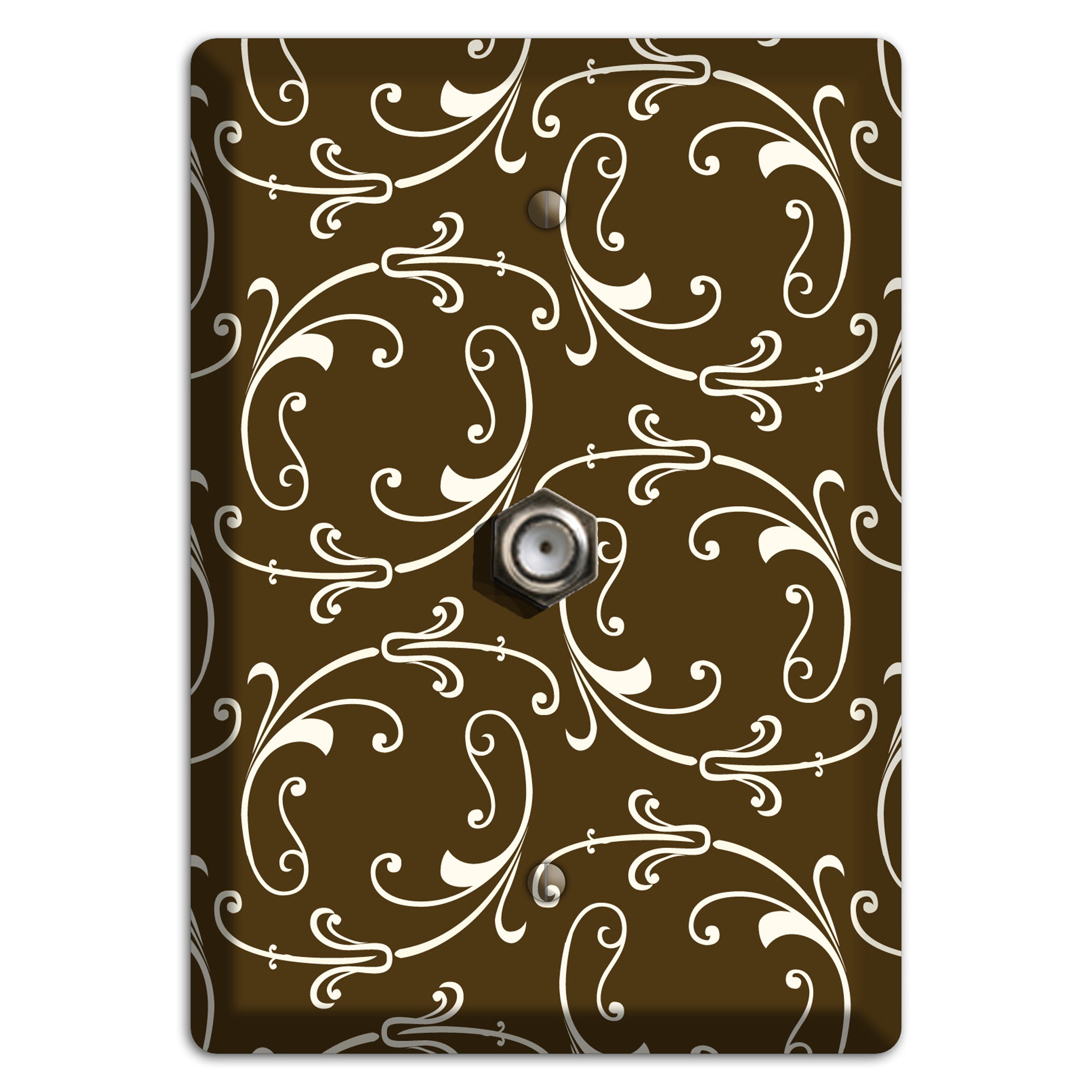 Brown Victorian Sprig Cable Wallplate