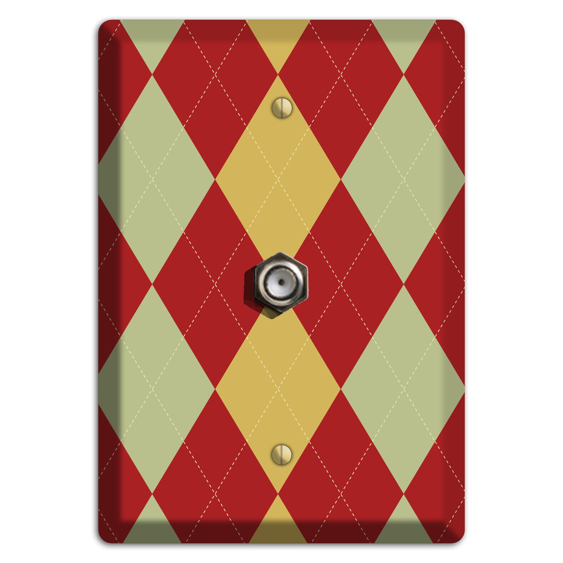 Burnt Orange and Light Green Argyle Cable Wallplate
