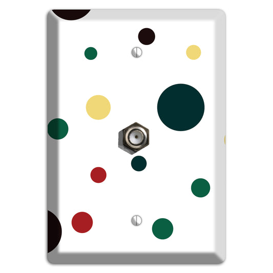 White with Multi Color Medium Dots 2 Cable Wallplate