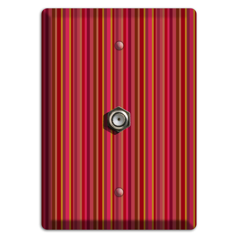 Multi Red Vertical Stripes 2 Cable Wallplate