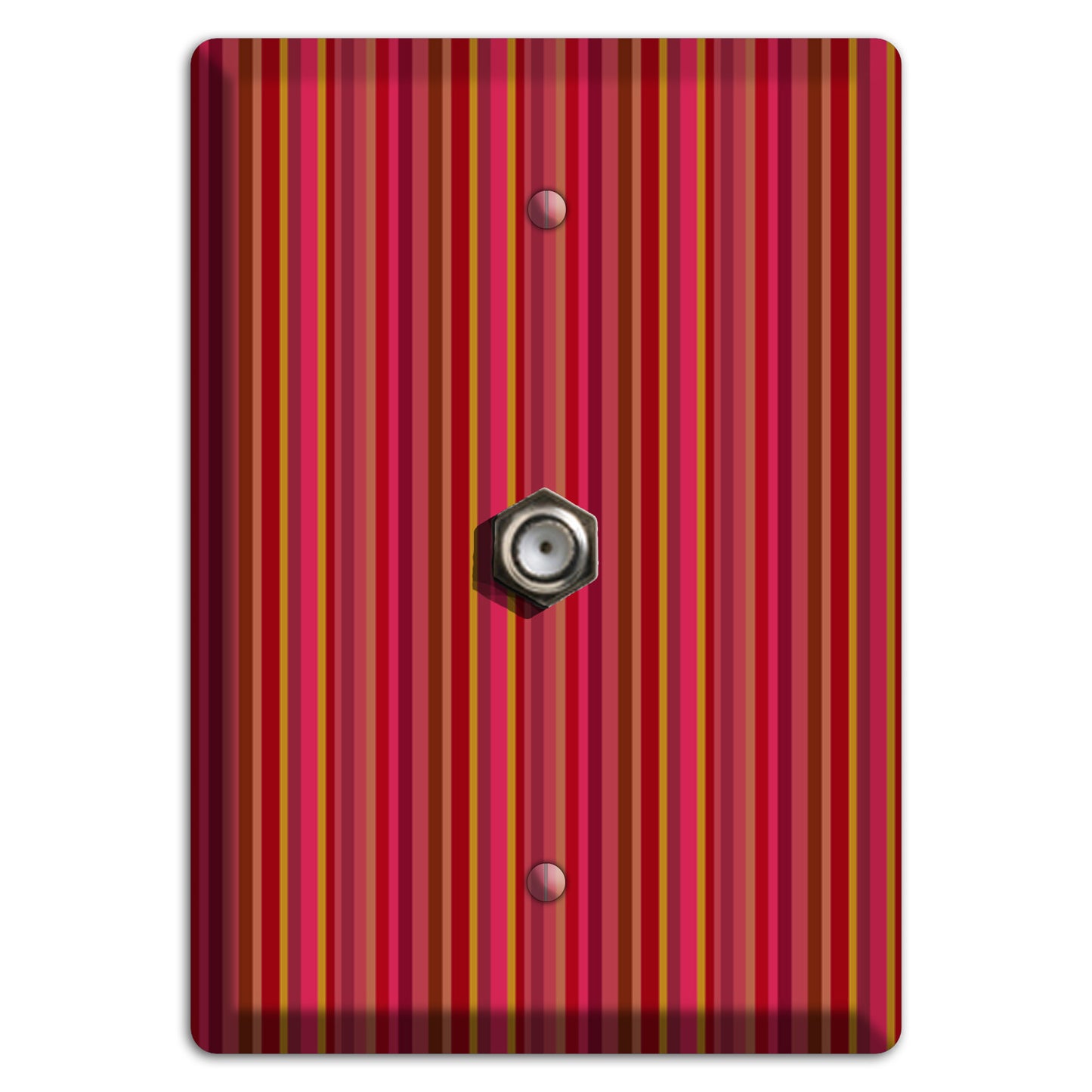 Multi Red Vertical Stripes 2 Cable Wallplate
