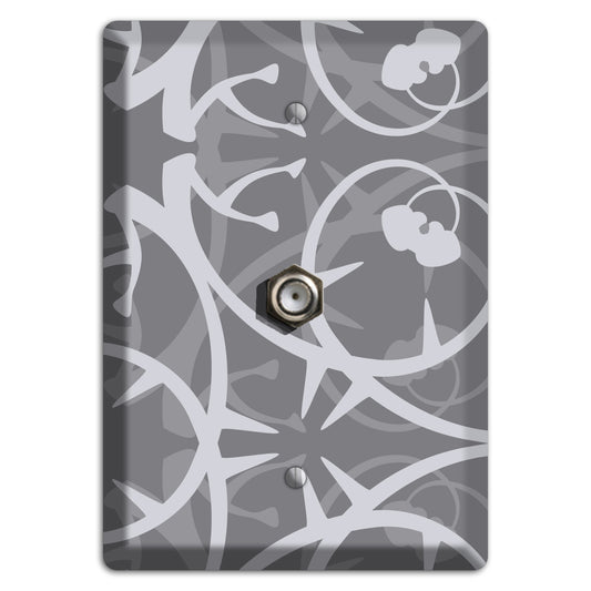 Grey Abstract Swirl Cable Wallplate