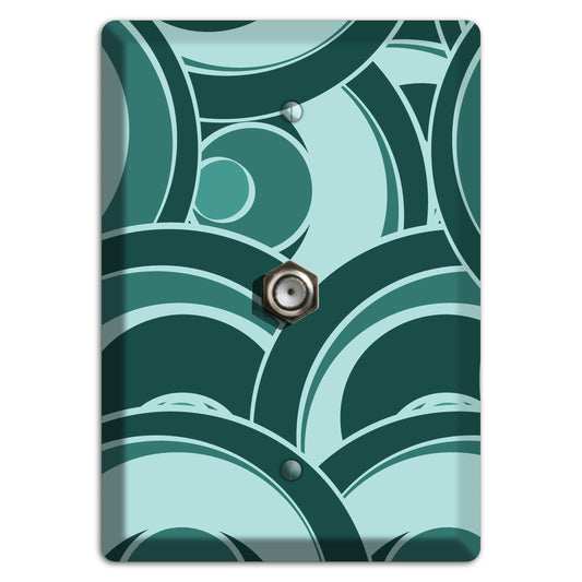 Blue-green Deco Circles Cable Wallplate