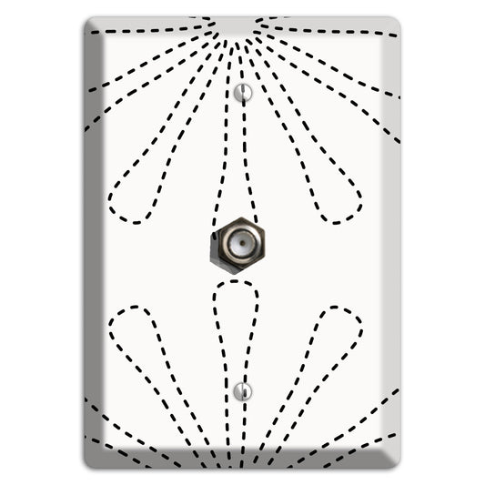 White with Black Retro Stipple Floral Contour Cable Wallplate