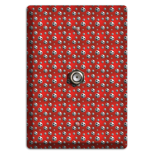 Red with Soccer Balls Cable Wallplate