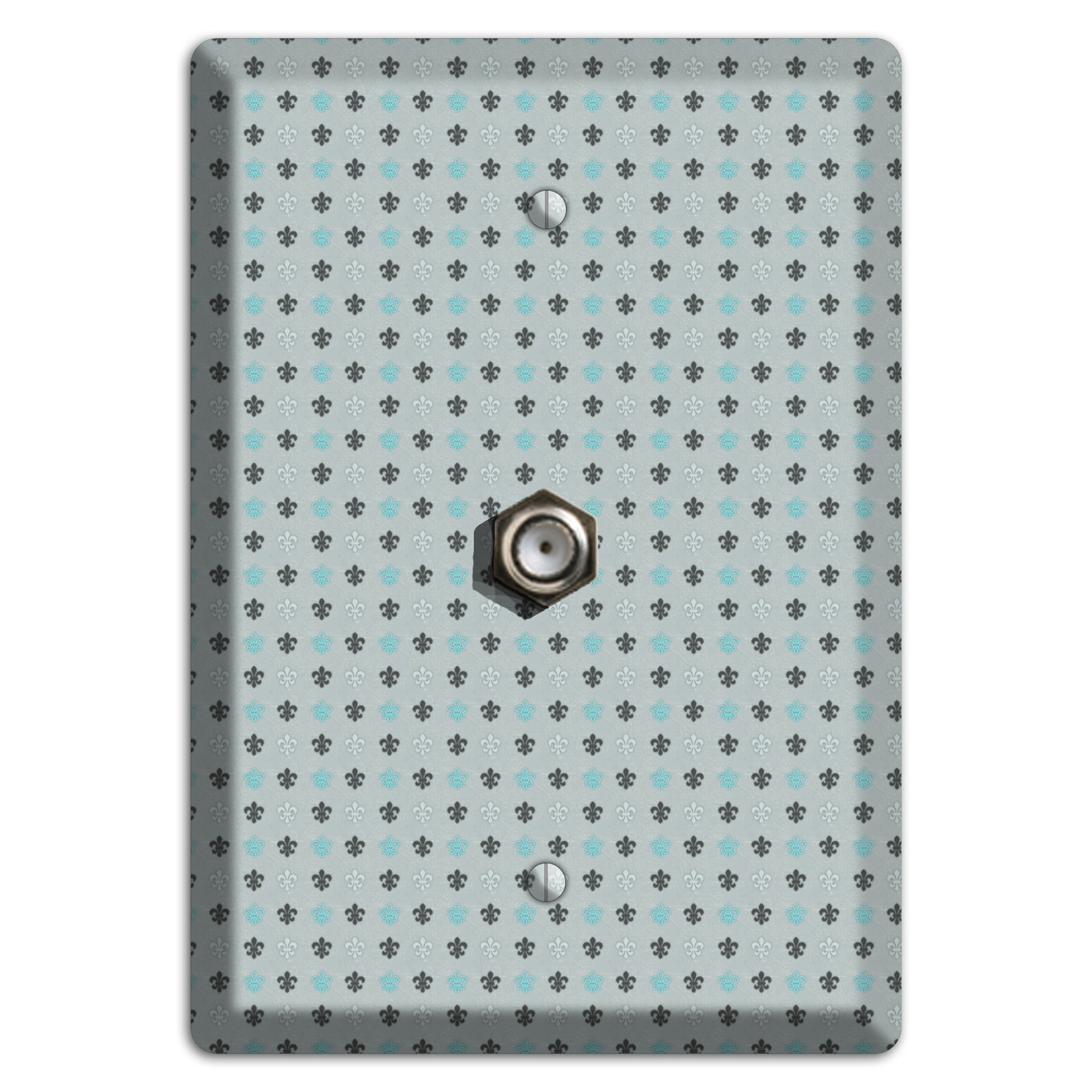 Dusty Blue with Fleur de Lis Cable Wallplate