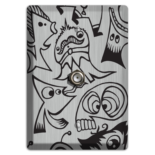 Whimsical Faces 2  Stainless Cable Wallplate