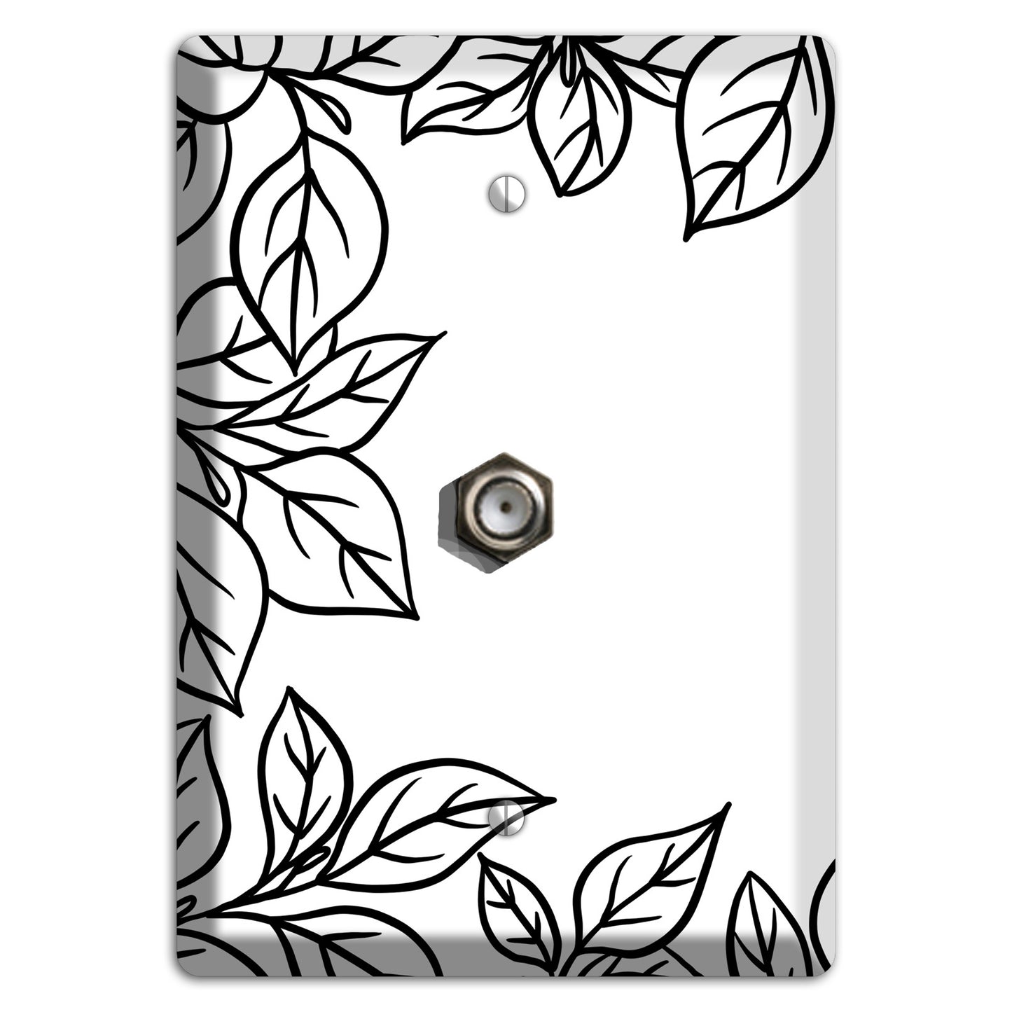 Hand-Drawn Leaves 7 Cable Wallplate
