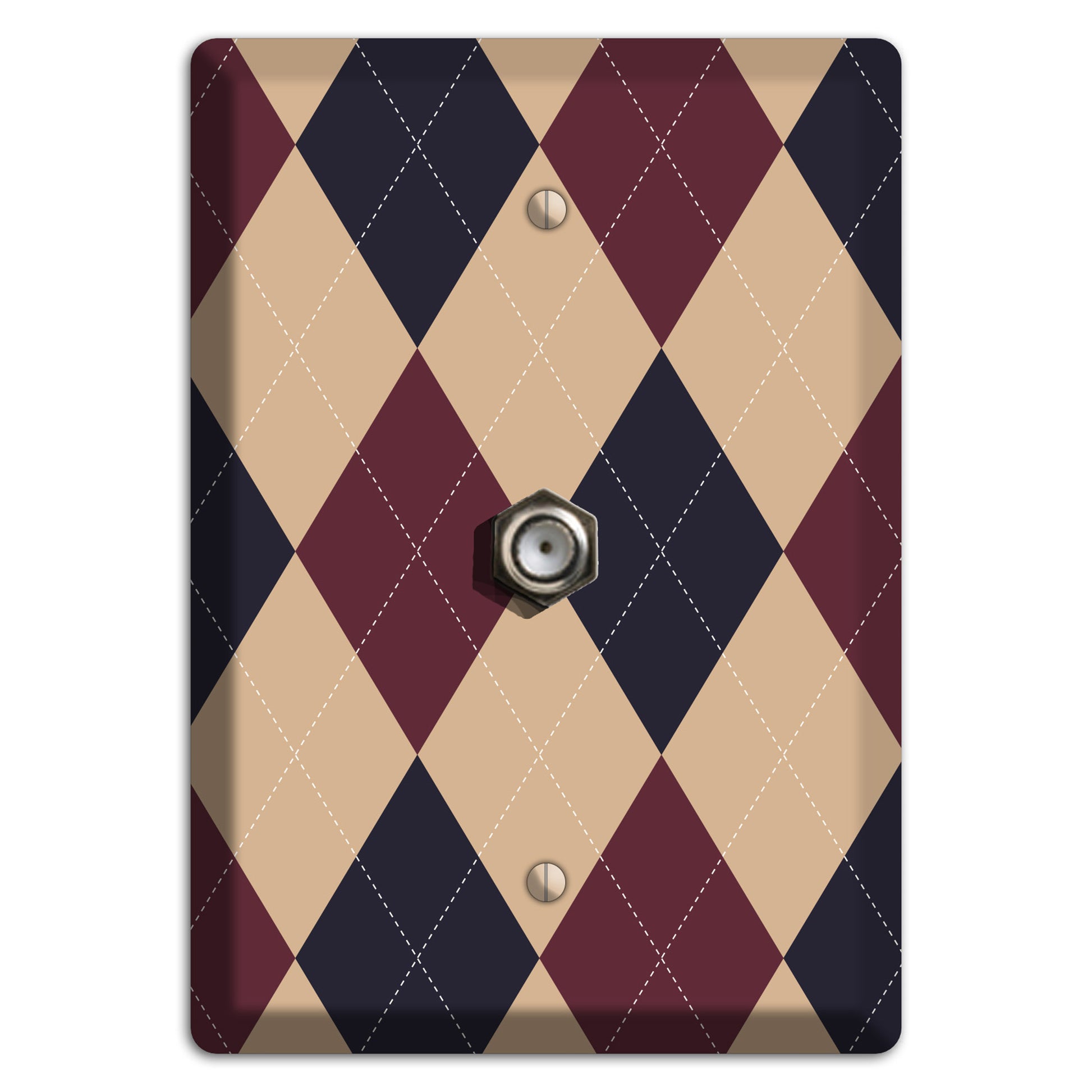 Brown and Tan Argyle Cable Wallplate