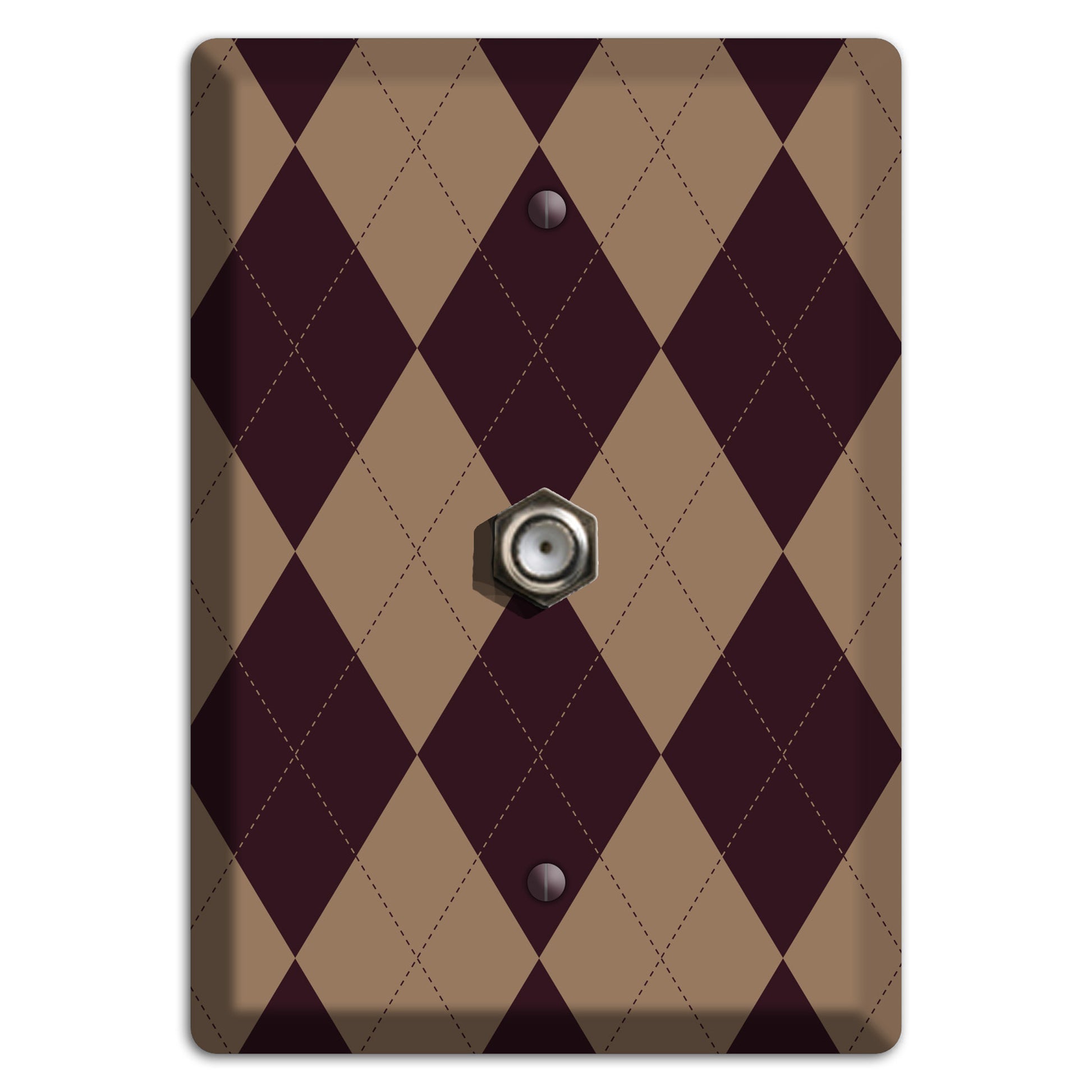 Burguny and Beige Argyle Cable Wallplate