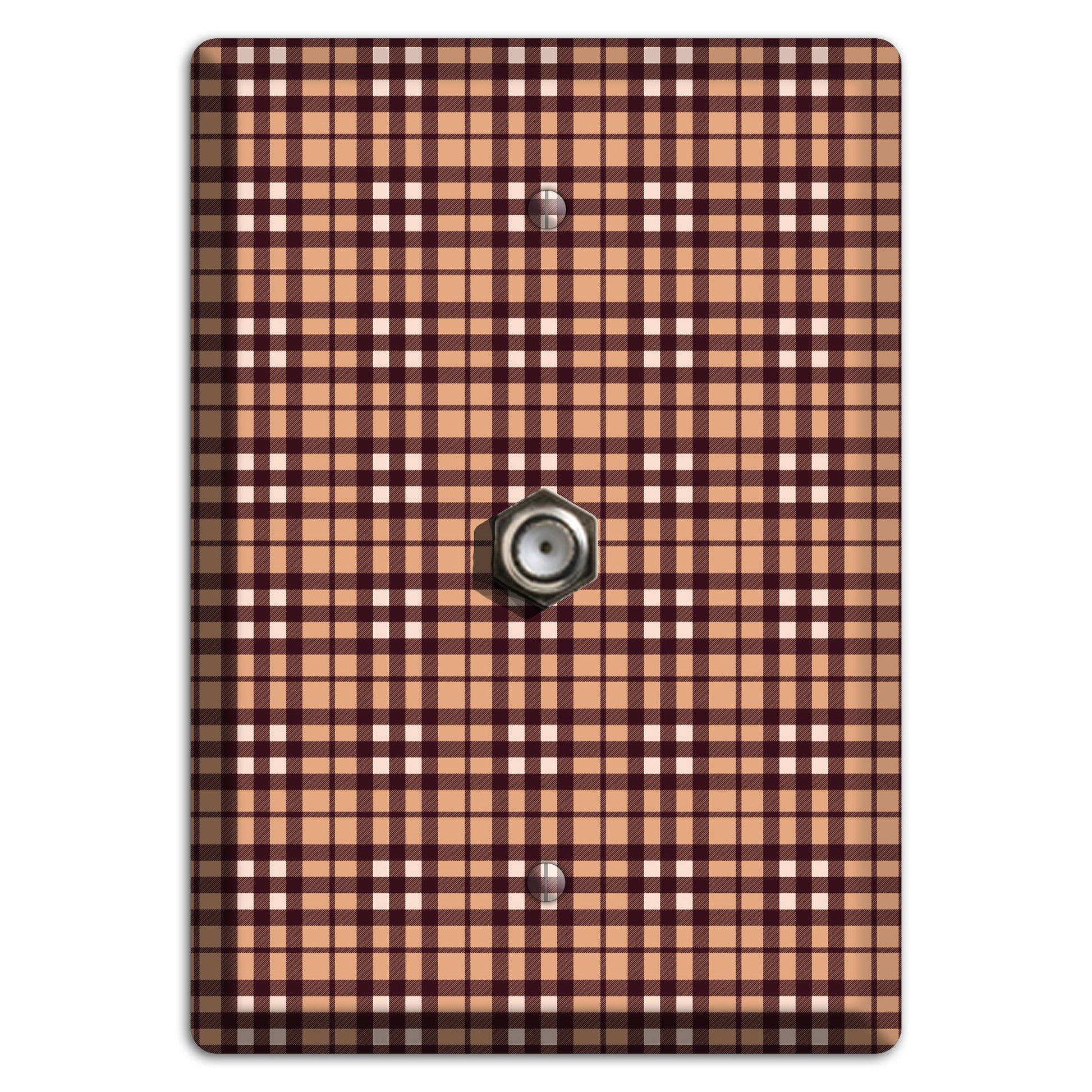 Multi Brown Plaid Cable Wallplate