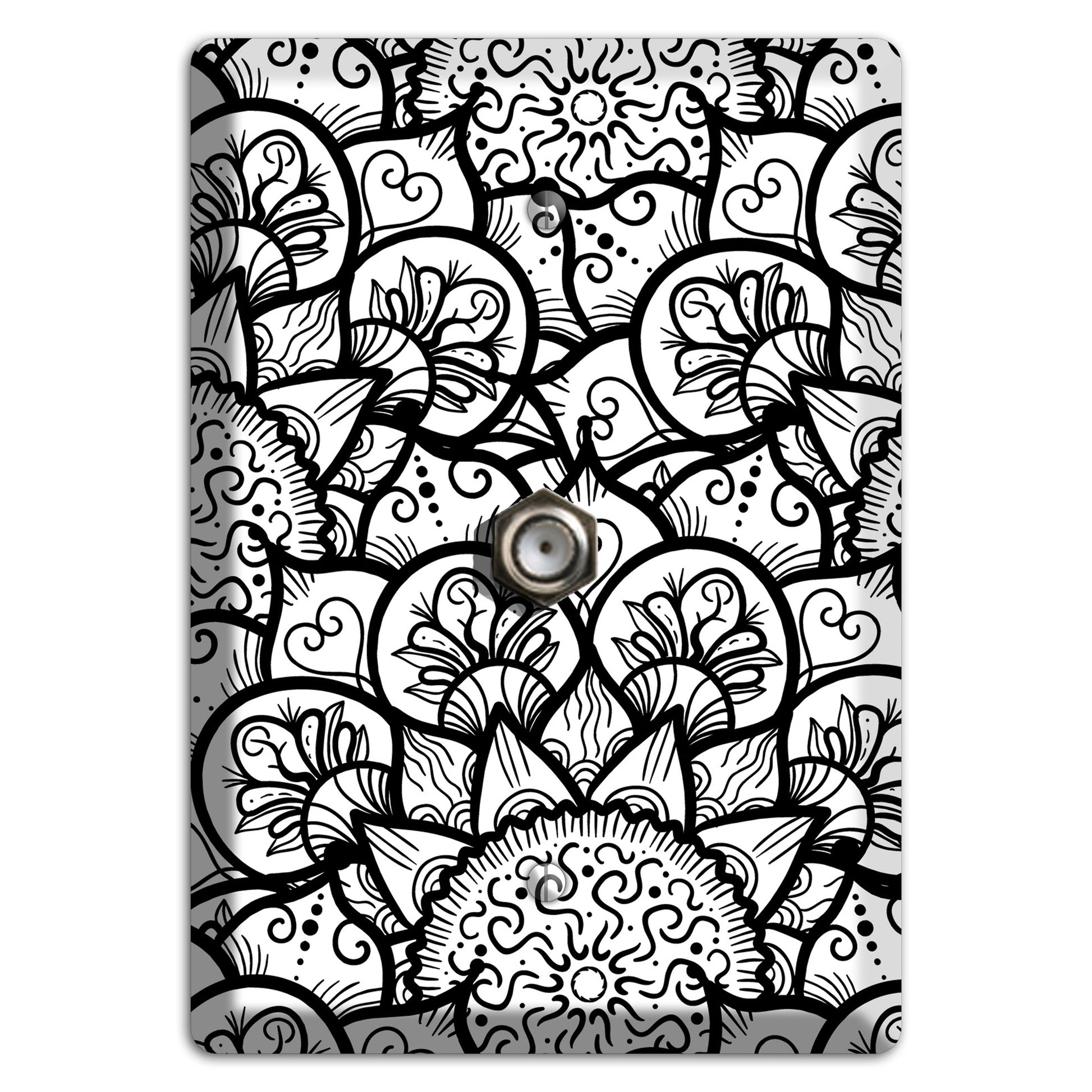 Mandala Black and White Style N Cover Plates Cable Wallplate