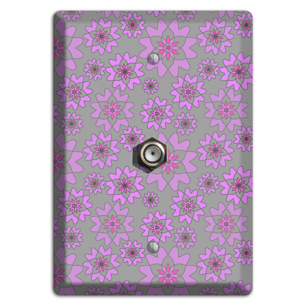 Grey with Purple Retro Suzani Cable Wallplate