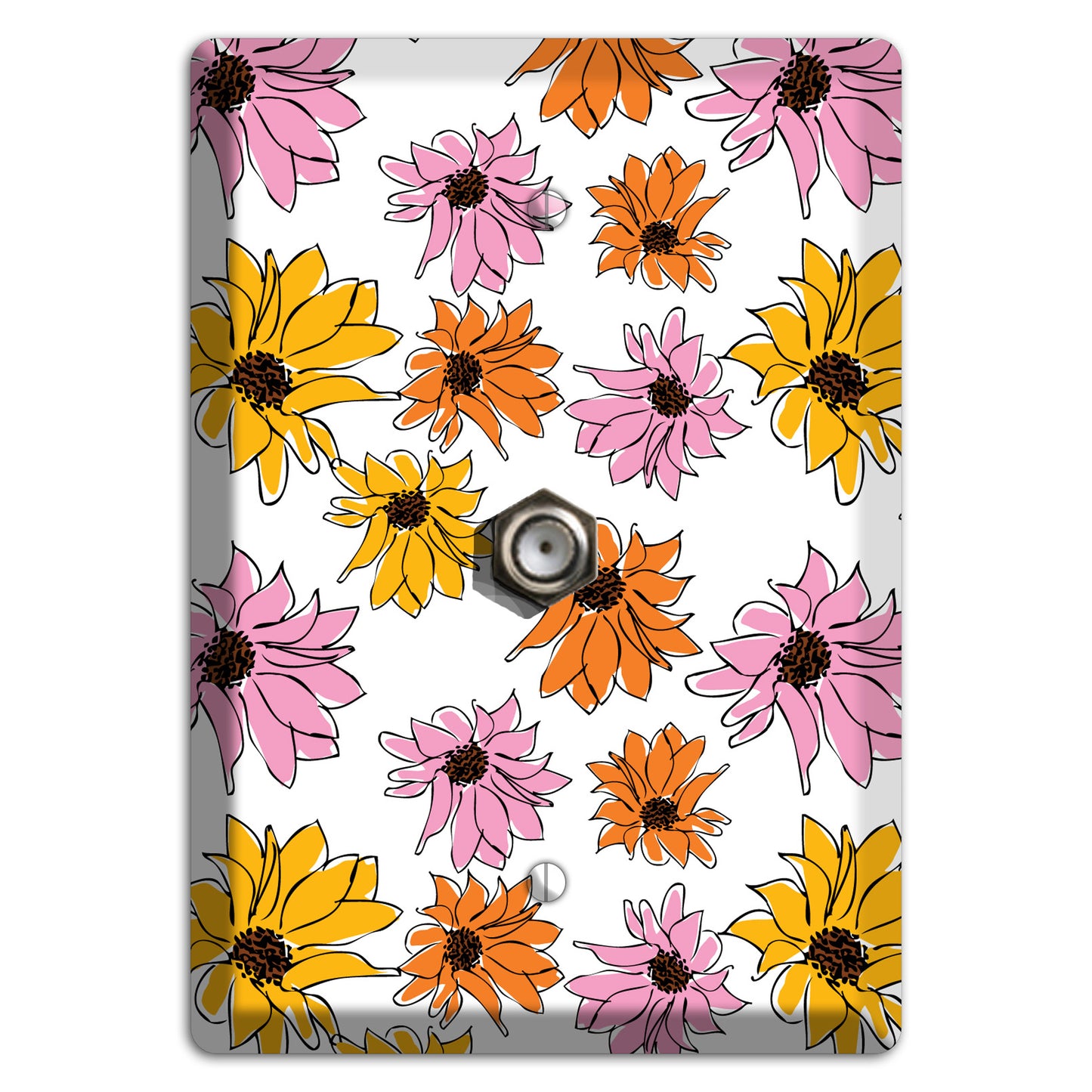 Pink Orange Yellow Flowers Cable Wallplate
