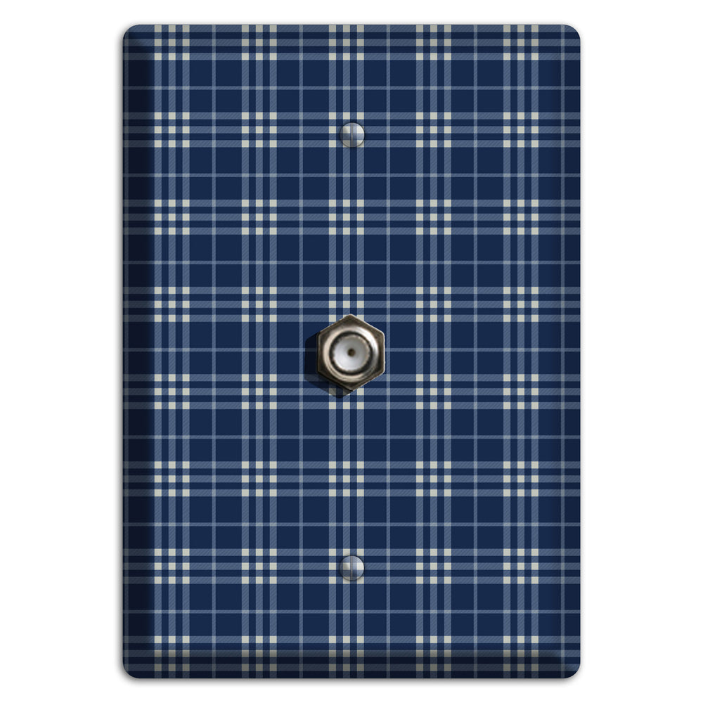 Blue and White Plaid Cable Wallplate
