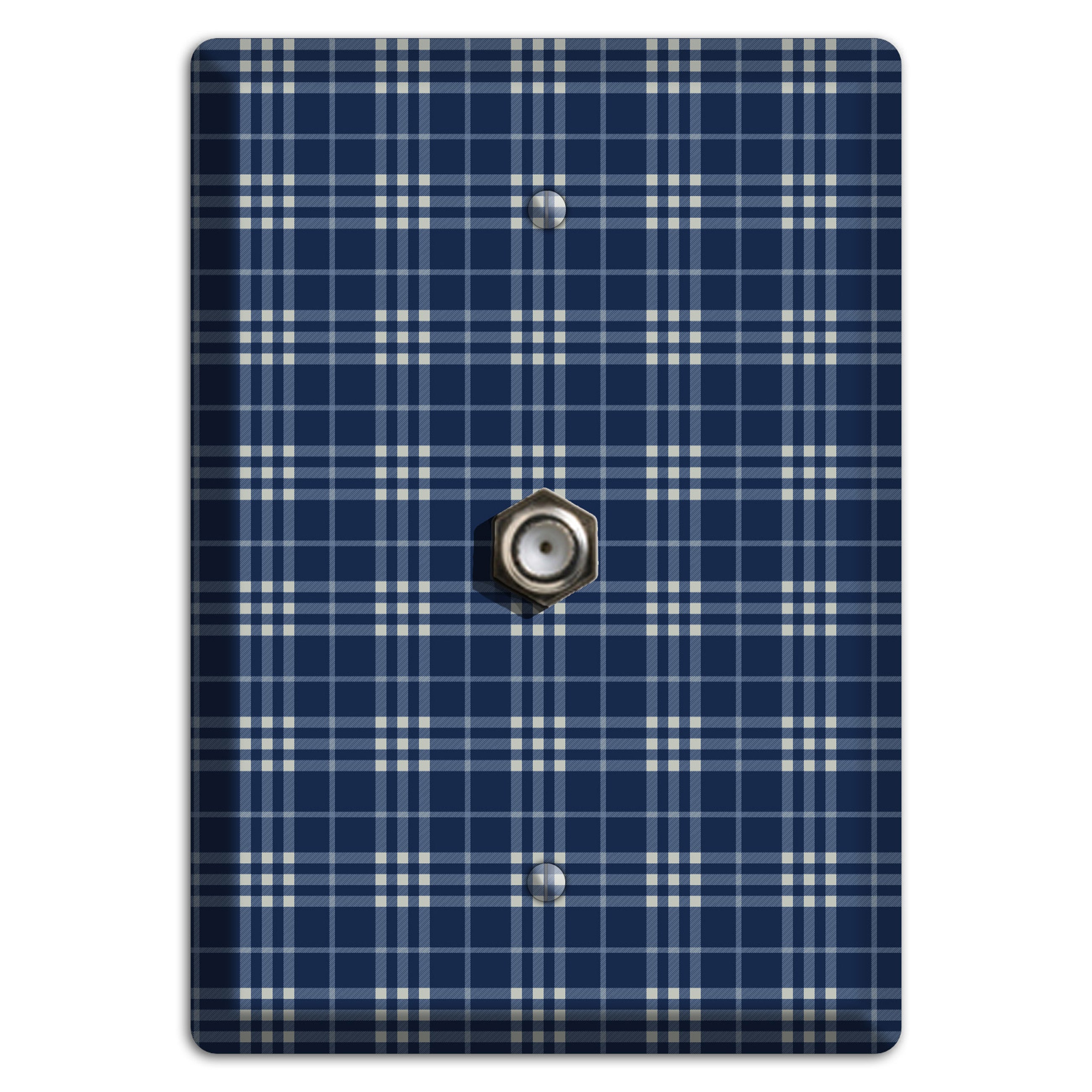Blue and White Plaid Cable Wallplate