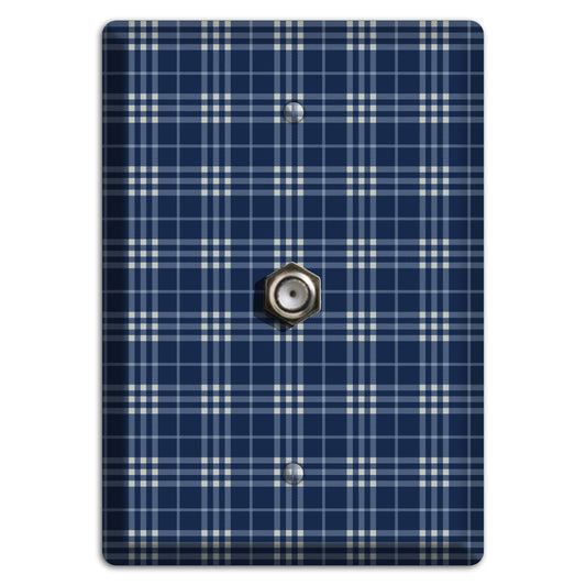 Blue and White Plaid Cable Wallplate