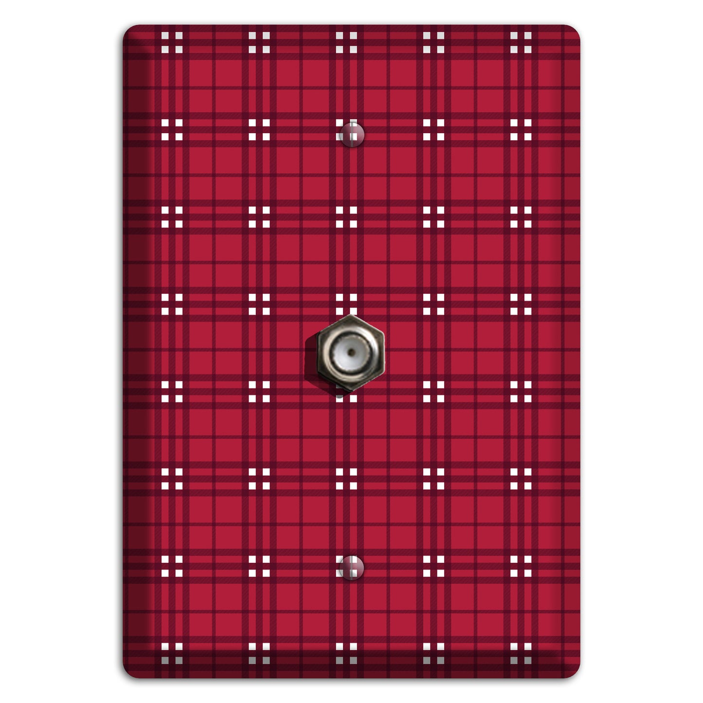 Red and White Plaid Cable Wallplate