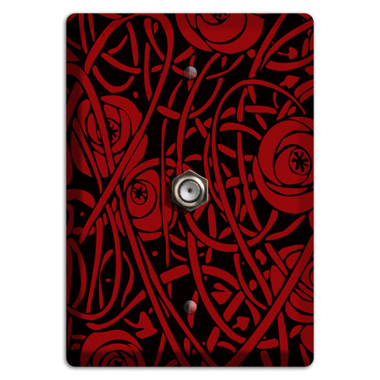 Red Deco Floral Cable Wallplate