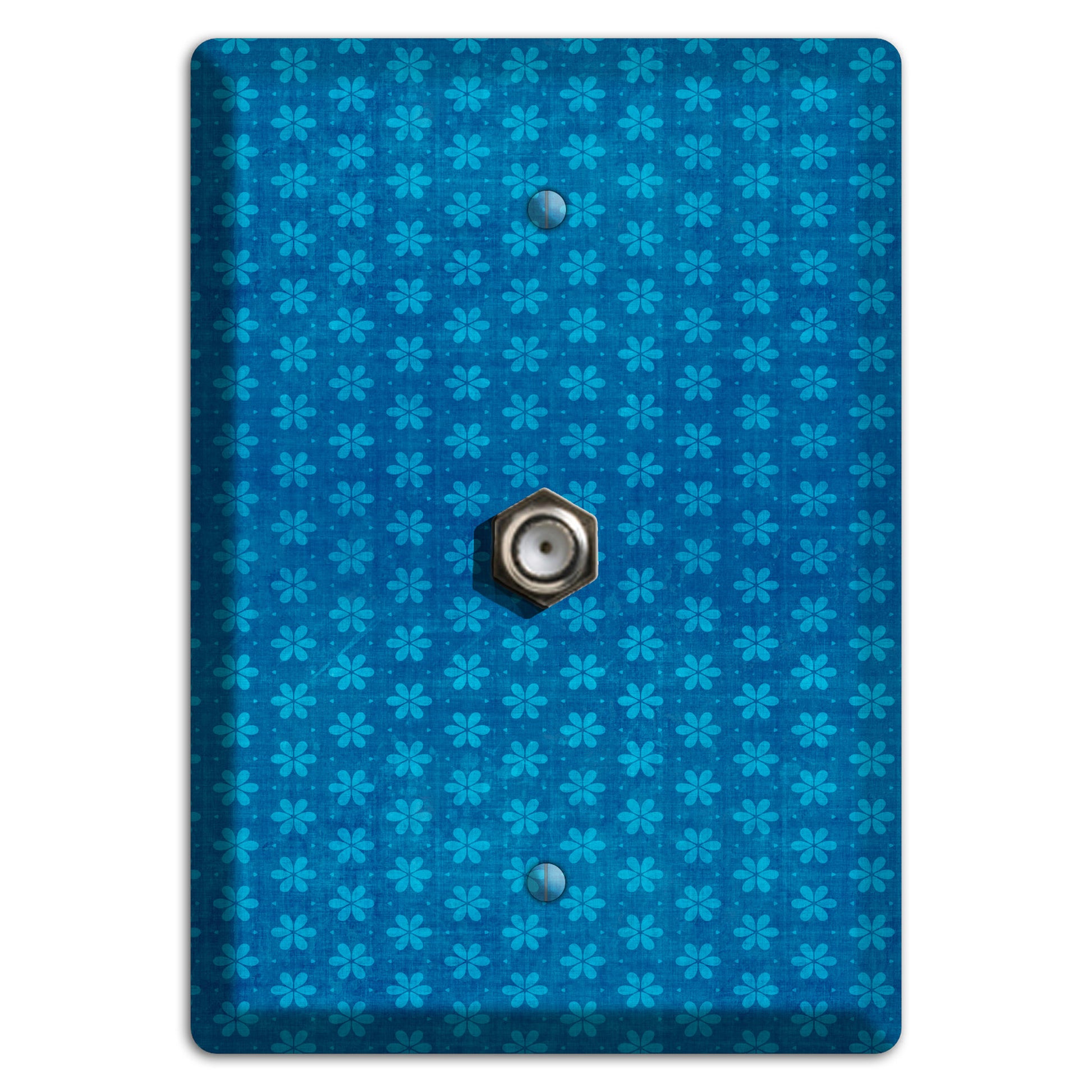 Blue Grunge Floral Contour Cable Wallplate