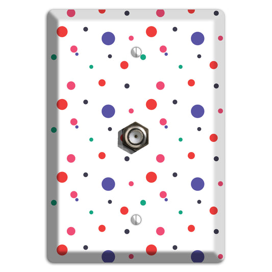 White with Multi Color Small Dots Cable Wallplate